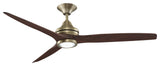Spitfire Ceiling 60" Fan Brushed Satin Brass With LED Light, Whiskey Wood Blades