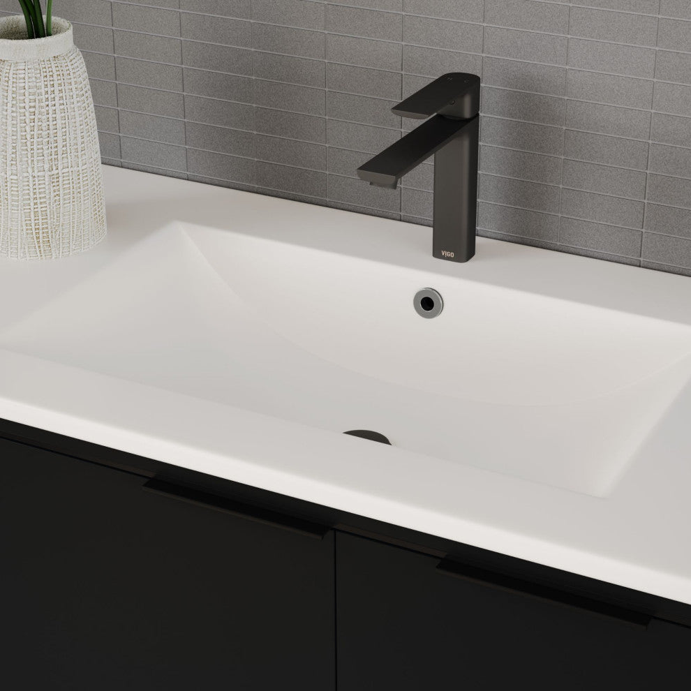 Bradford Bath Vanity, Black, 36", Black Hardware, Single Sink, Freestanding