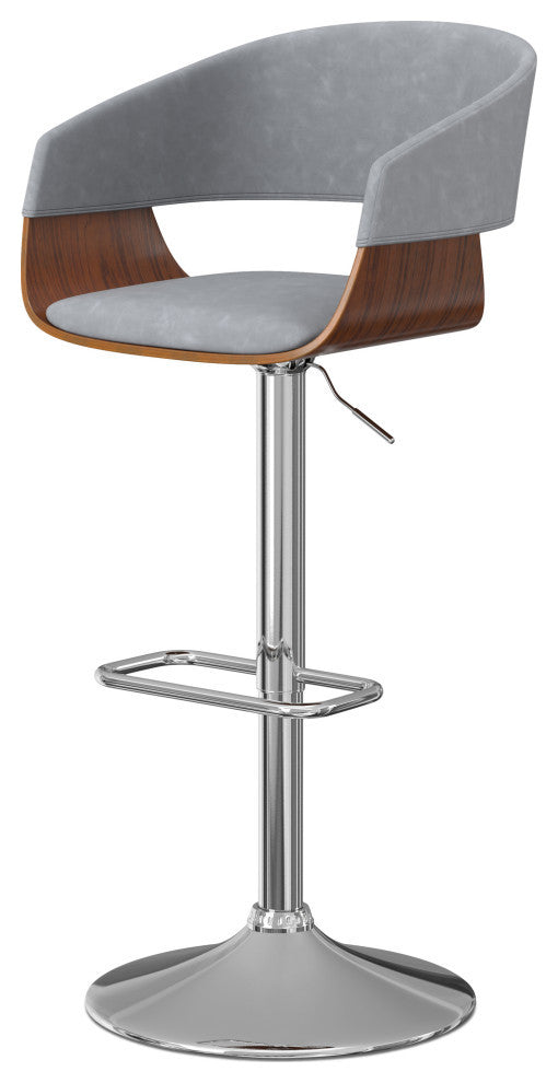Lowell Adjustable Swivel Bar Stool, Stone Grey