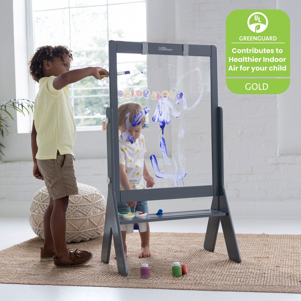 Little Partners Peek-A-Boo Adjustable Height Art Easel, Earl Gray