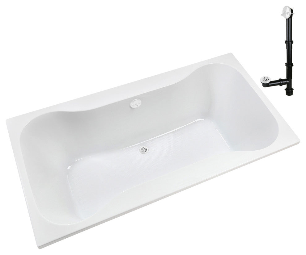 Streamline 72 in. x 36 in. Acrylic Drop-In Bathtub, Glossy White