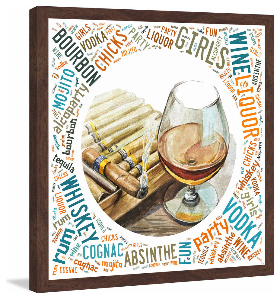 "Cigars and Bourbon" Framed Painting Print, 12"x12"