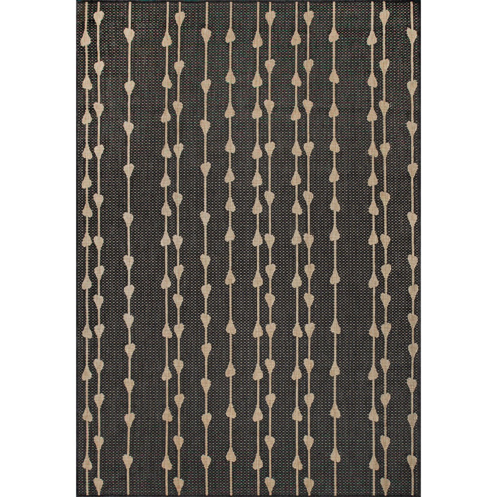 Nuloom Kiernan Teardrop Stripe Indoor/Outdoor Area Rug, Charcoal 2'x8'