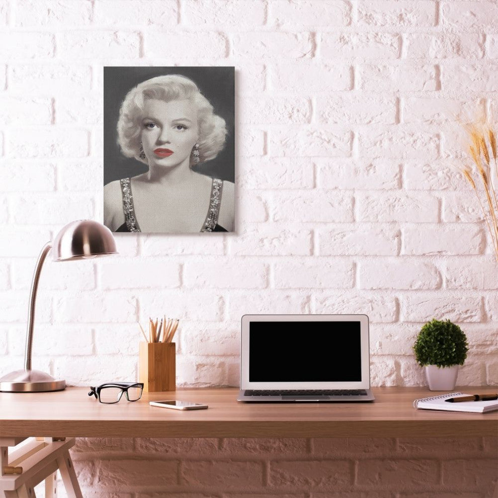Stupell Industries Marilyn Portrait Black And White Vintage Movie Star, 24 x 30