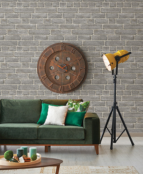 Realistic Brick Pattern Wallpaper, Gray, Bolt