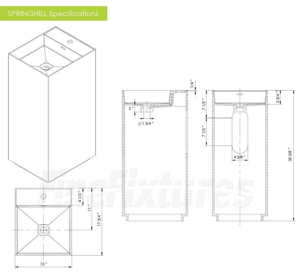 Fine Fixtures Springhill Gray Pedestal
