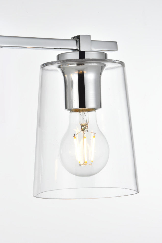 3 Light Chrome And Clear Bath Sconce