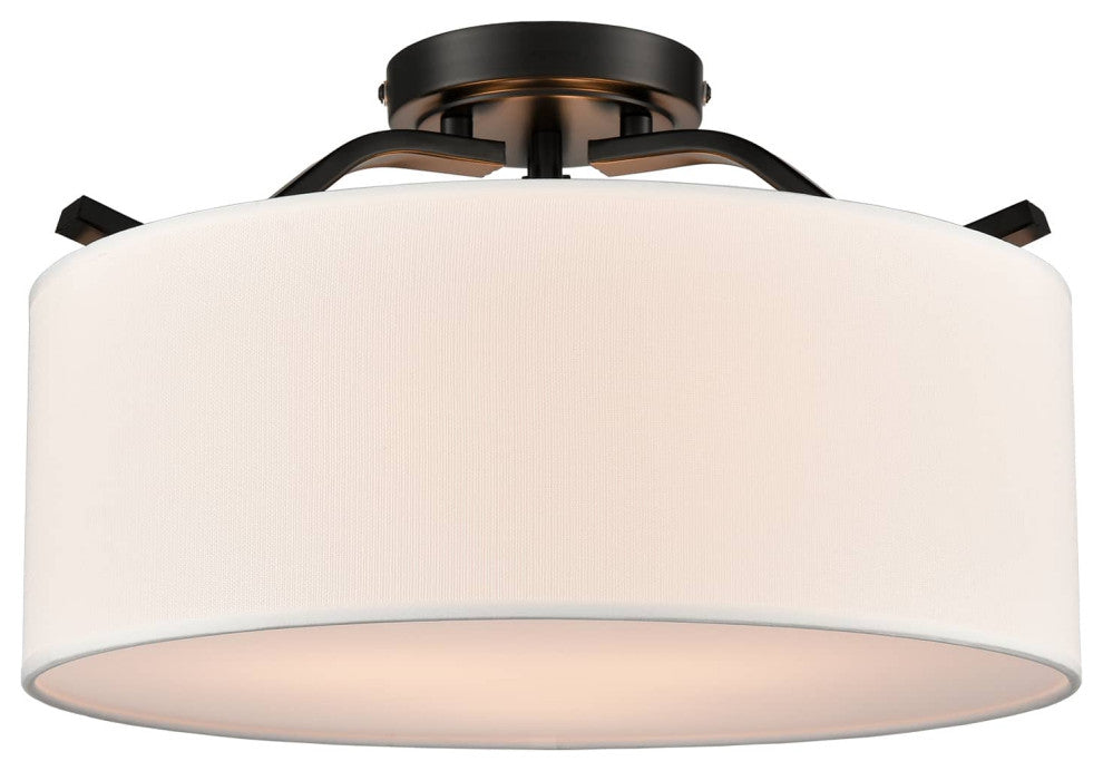 Modern Fabric Drum Ceiling Light,Black