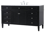 Elegant Decor Park Avenue 60" Metal MDF Marble Single Bathroom Vanity in Black