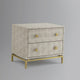 Nicole Miller Aharon Side Table, 2 Drawers, Faux Shagreen, Cream White/Gold