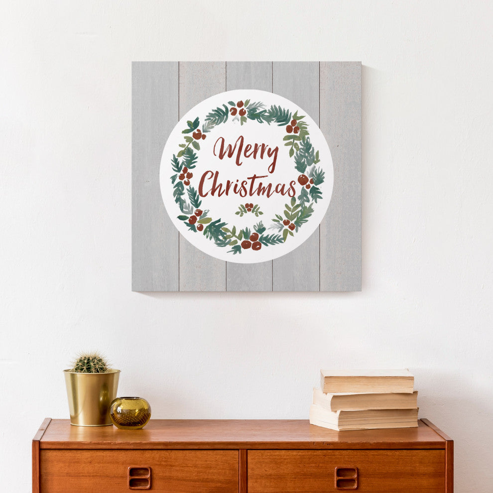 Christmas Wreath 16x16 Canvas Wall Art