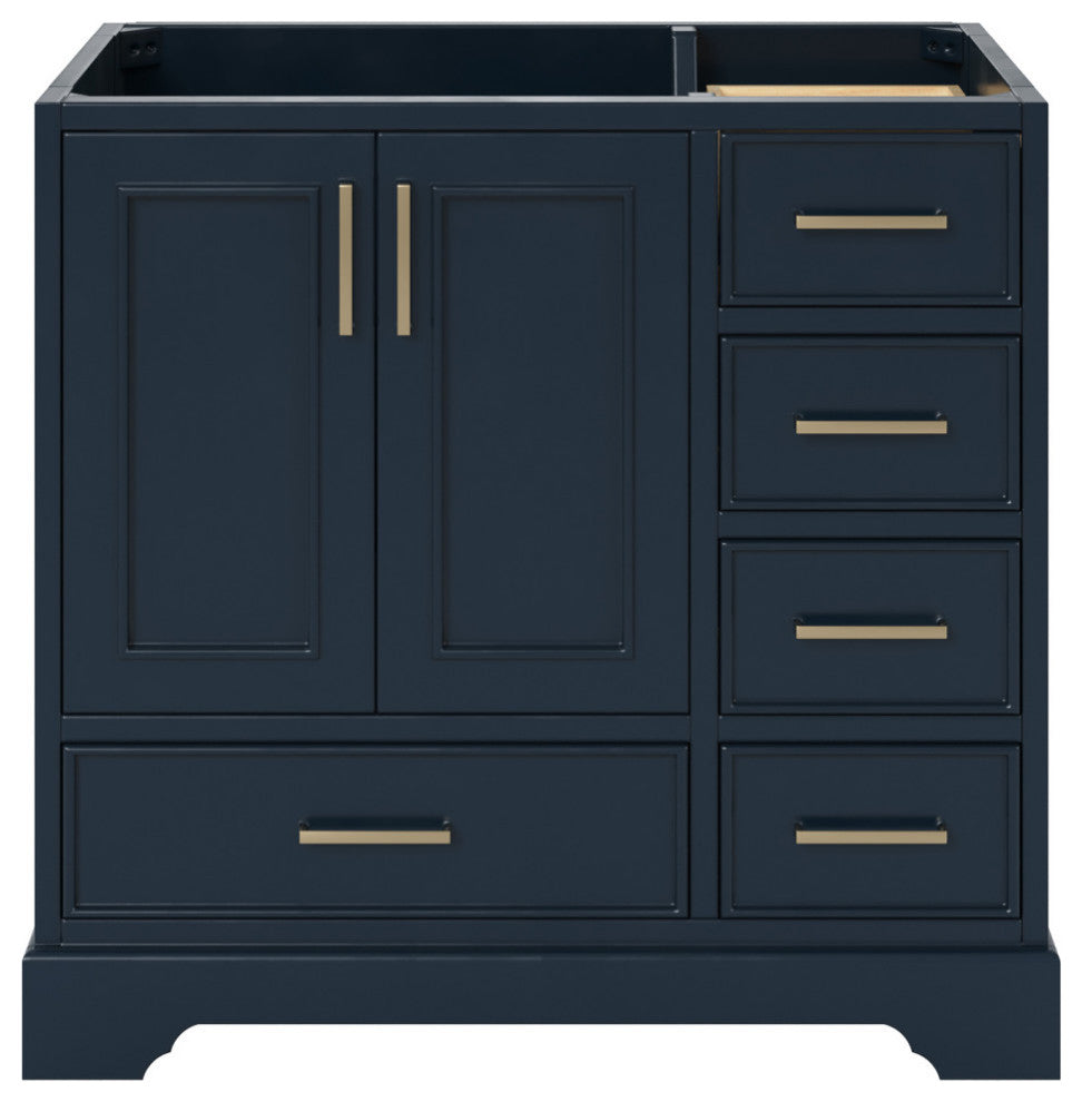 Ariel Stafford 36" Single Left Offset Sink Bathroom Vanity Base, Midnight Blue