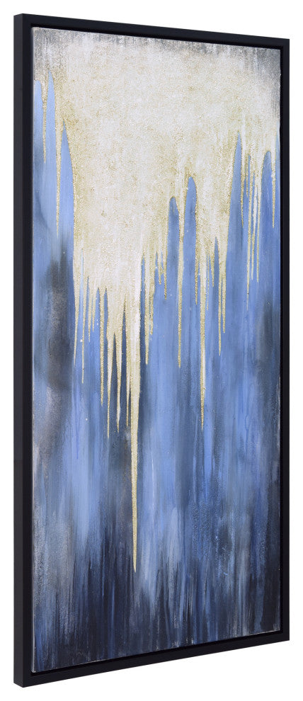 Snowy Drip 1 Textured Metallic Hand Painted Framed Wall Art by Martin Edwards
