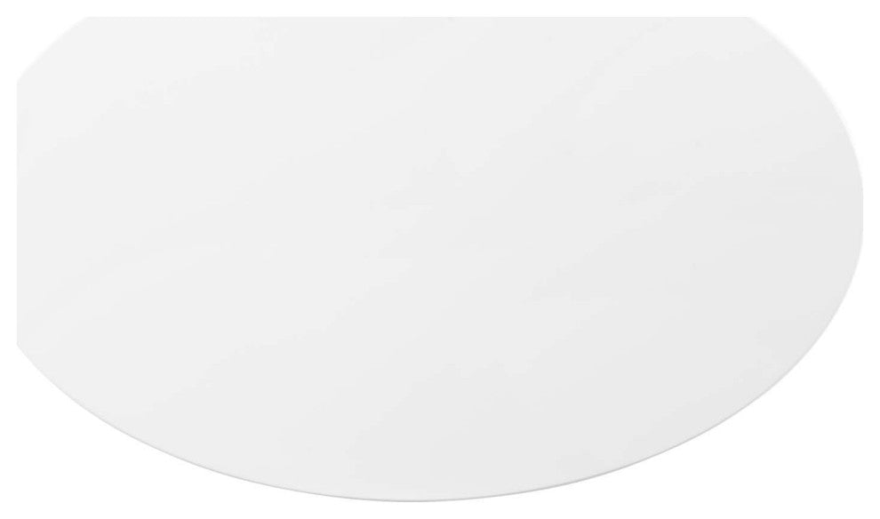Dining Table, Oval, Wood, Metal, Gold White, Modern, Cafe Bistro Restaurant