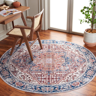Safavieh Arizona Machine-Washable Collection ARZ109 Rug, Red/Navy, 6' Round