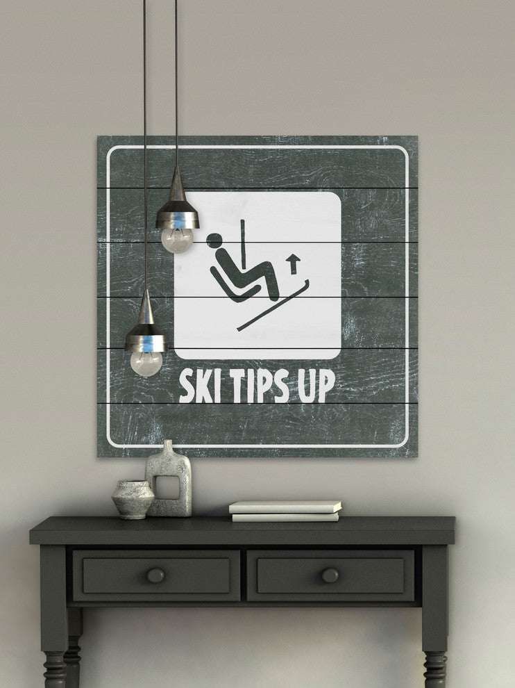 "Ski Tips up Diagram" Painting Print on White Wood, 40"x40"