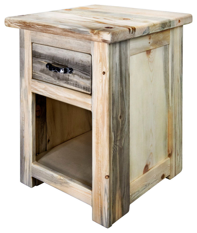 Big Sky Collection Rugged Sawn One Drawer Nightstand, Natural, 25"H