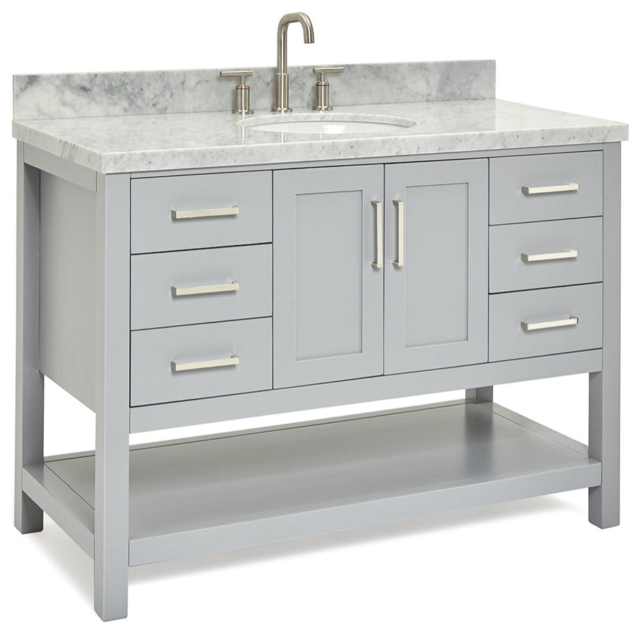 Ariel Magnolia 49" Oval Sink Bath Vanity Carrara Marble Gray