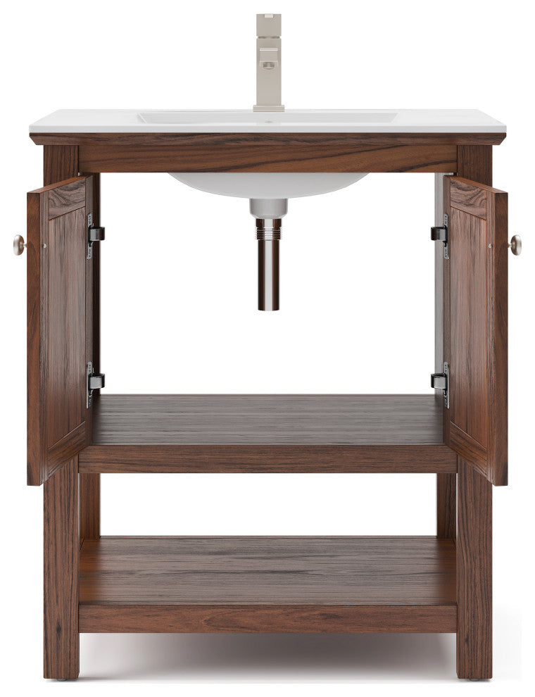 Fresca Manchester 30" Vanity, Warm Walnut