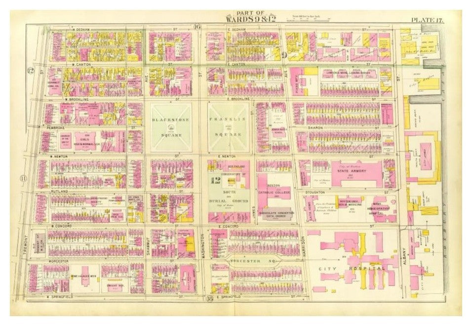 "Boston - Wards 9, 12, 1895" Paper Print by George Washington Bromley, 24"x17"