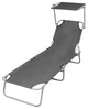 vidaXL Folding Sun Lounger With Canopy Steel Gray