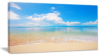 "Large Clouds Over Calm Beach" Seashore Canvas Photo Print, 1 Panel, 60"x28"
