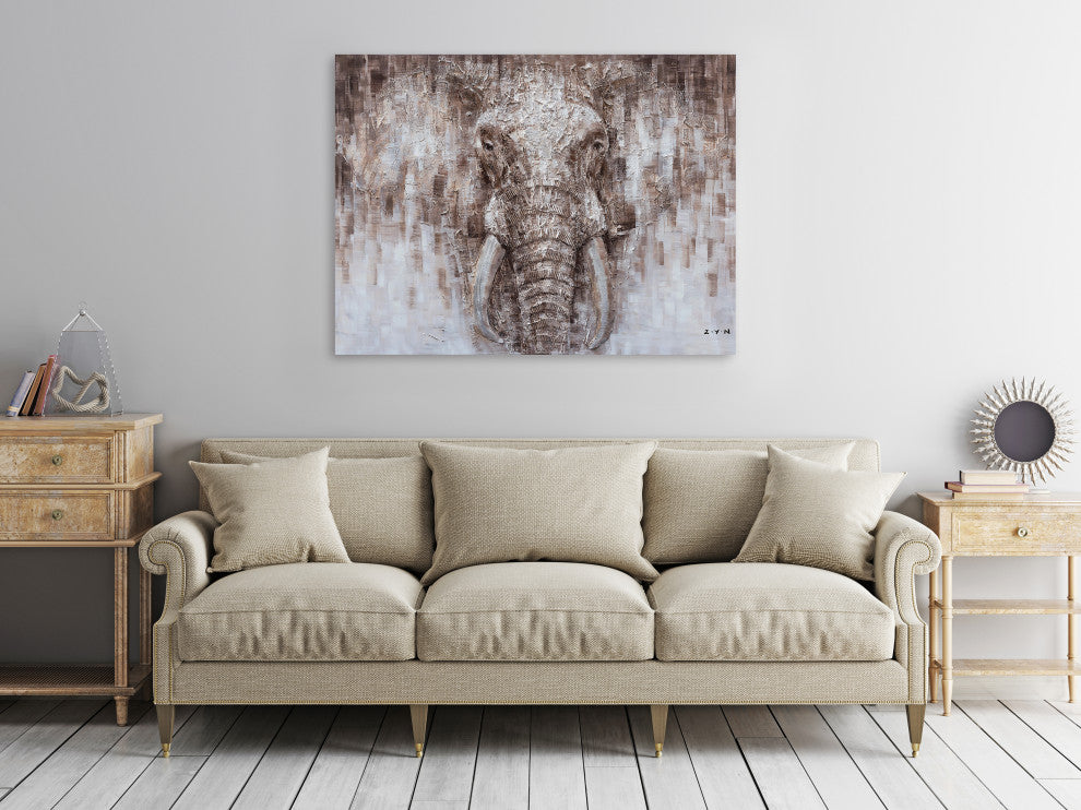 "An Elephant's Tusk Hand Painted" Canvas Artwork, 48"x36"