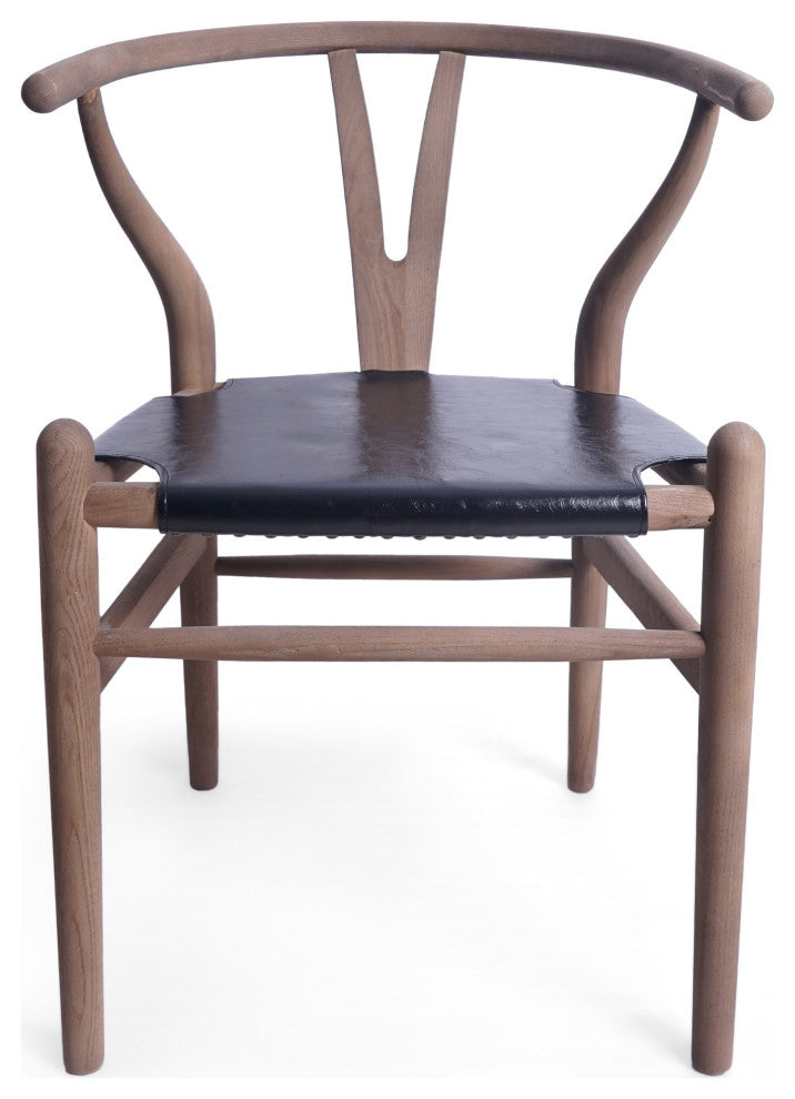 Quince Mid Century Boho Ash Wood Dining Chairs, Set of 2, Black + Antique