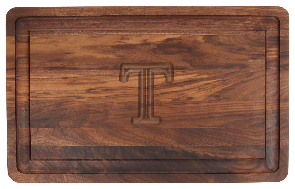 BigWood Boards Rectangle Monogram Walnut Carving Board, T