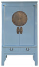 Chinese Oriental Light Blue Moon Face Tall Wedding Armoire Cabinet Hcs7084