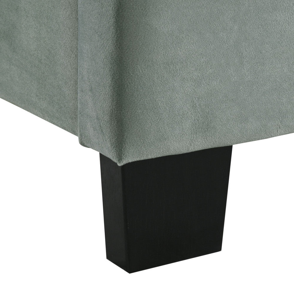 Picket House Furnishings Emery Upholstered Queen Bed With 2 Nightstands in Green