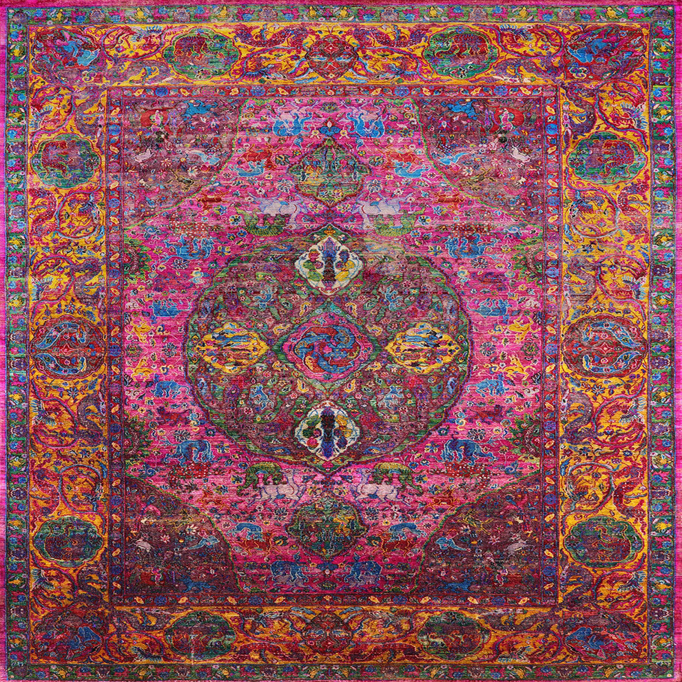 Ahgly Company Indoor Square Mid-Century Modern Area Rugs, 4' Square