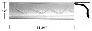 Ornate Cornice White Urethane Floral Bunting  5 Pcs   378.75" Length