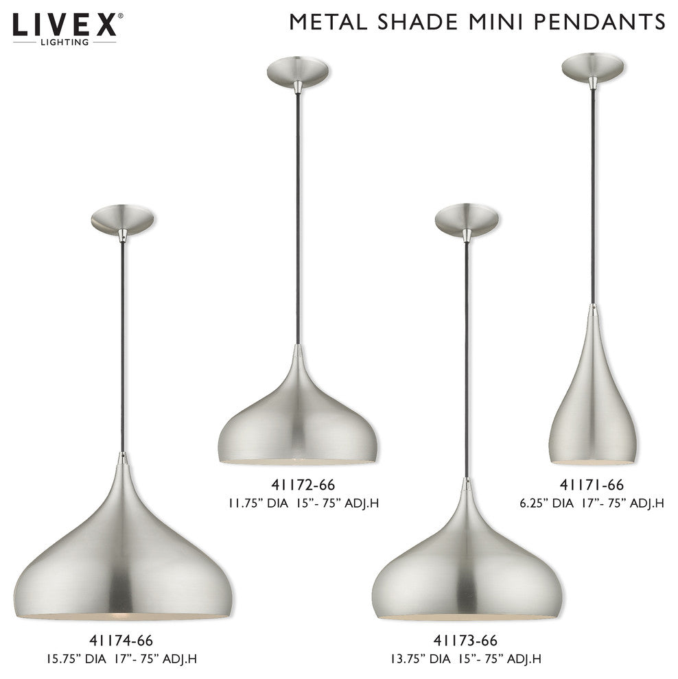 Livex Lighting Brushed Aluminum 1-Light Mini Pendant
