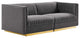 Modway Sanguine Velvet Modular Sectional Sofa Loveseat in Gray