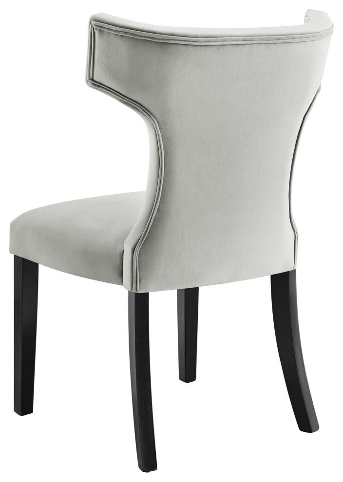 Dining Chair, Nailhead, Set of 2, Gray, Velvet, Modern, Bistro Hospitality