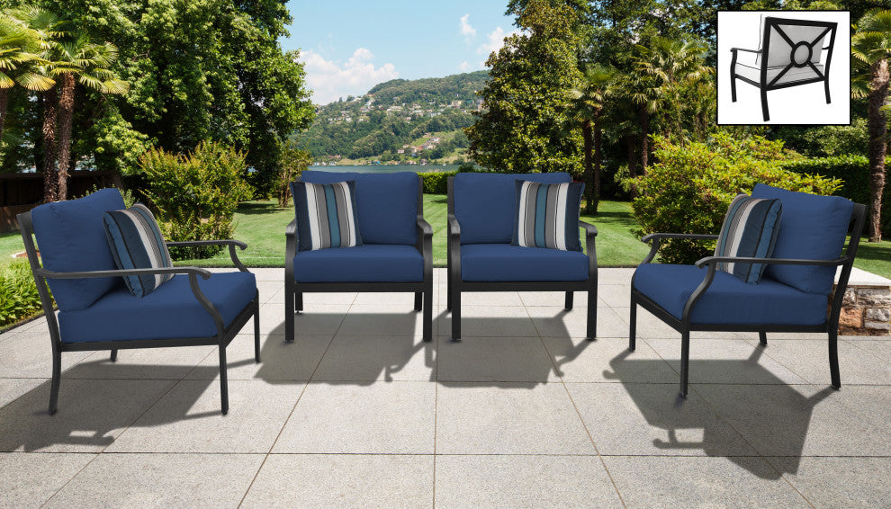 kathy ireland Madison Ave. 4 Piece Aluminum Patio Furniture Set 04g, Midnight