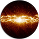 Lightning On Dark Sky, Contemporary Large Disc Metal Wall Art, 11"
