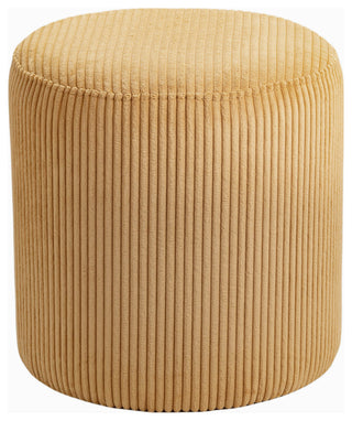 Roy Microsuede Fabric Upholsetered Ottoman/Stool, Yellow, Round