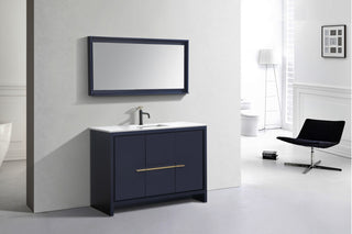 KubeBath Dolce 48" Bathroom Vanity With White Quartz Countertop, Ash Gray, Blue