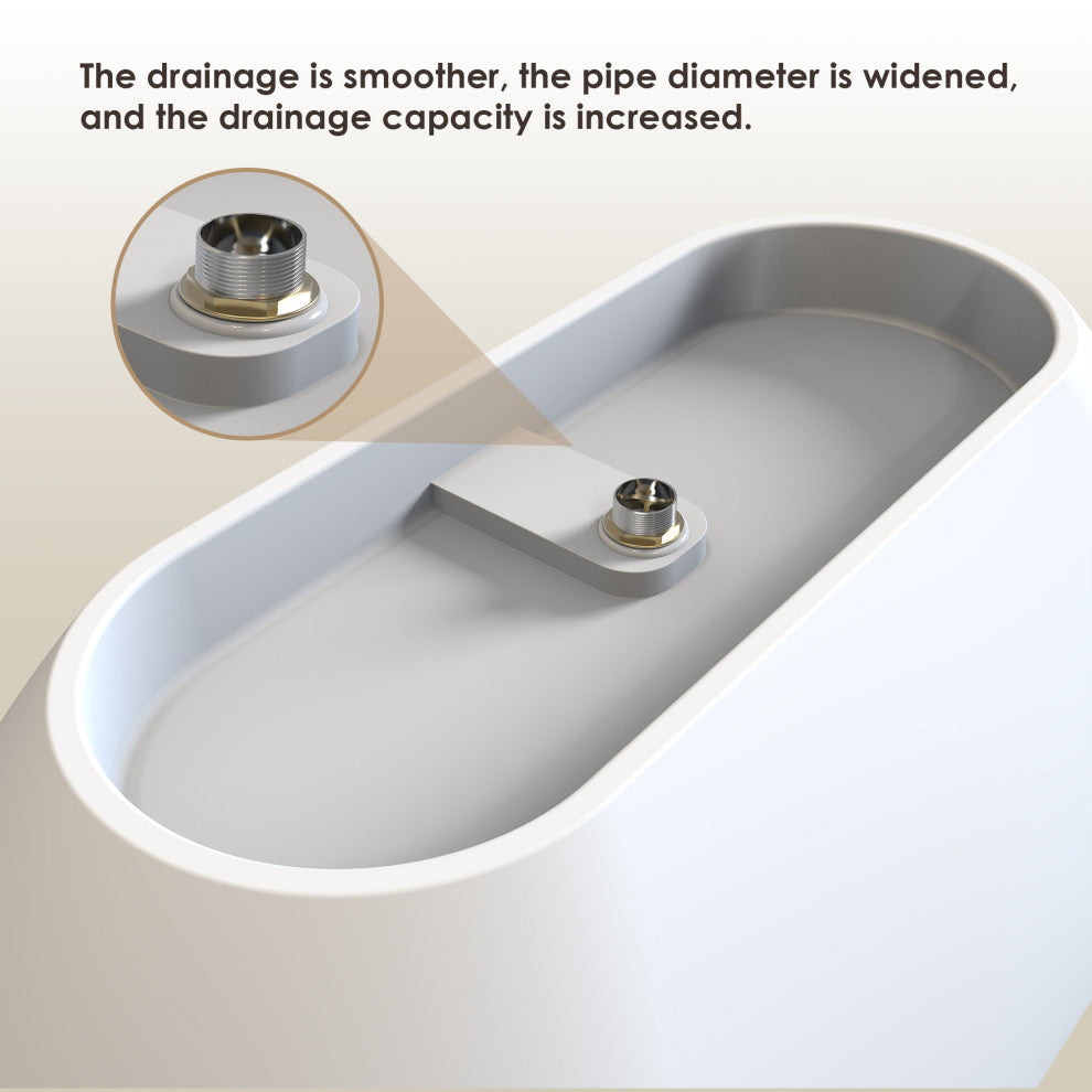 Ryder Flatbottom Freestanding Solid Surface Soaking Bathtub, Matte White, 59inch