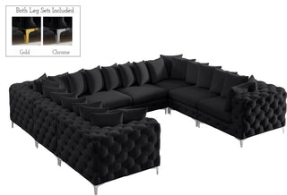 Tremblay Velvet Upholstered 8-Piece Modular U-Shaped Sectional, Black