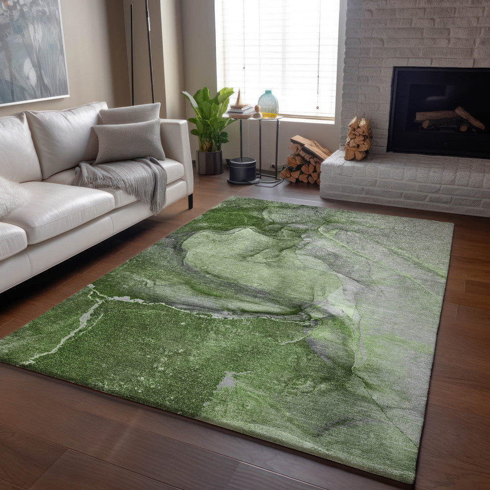 Premium Machine Washable Mayfield AMF524 Olive 2'6" x 3'10" Rug