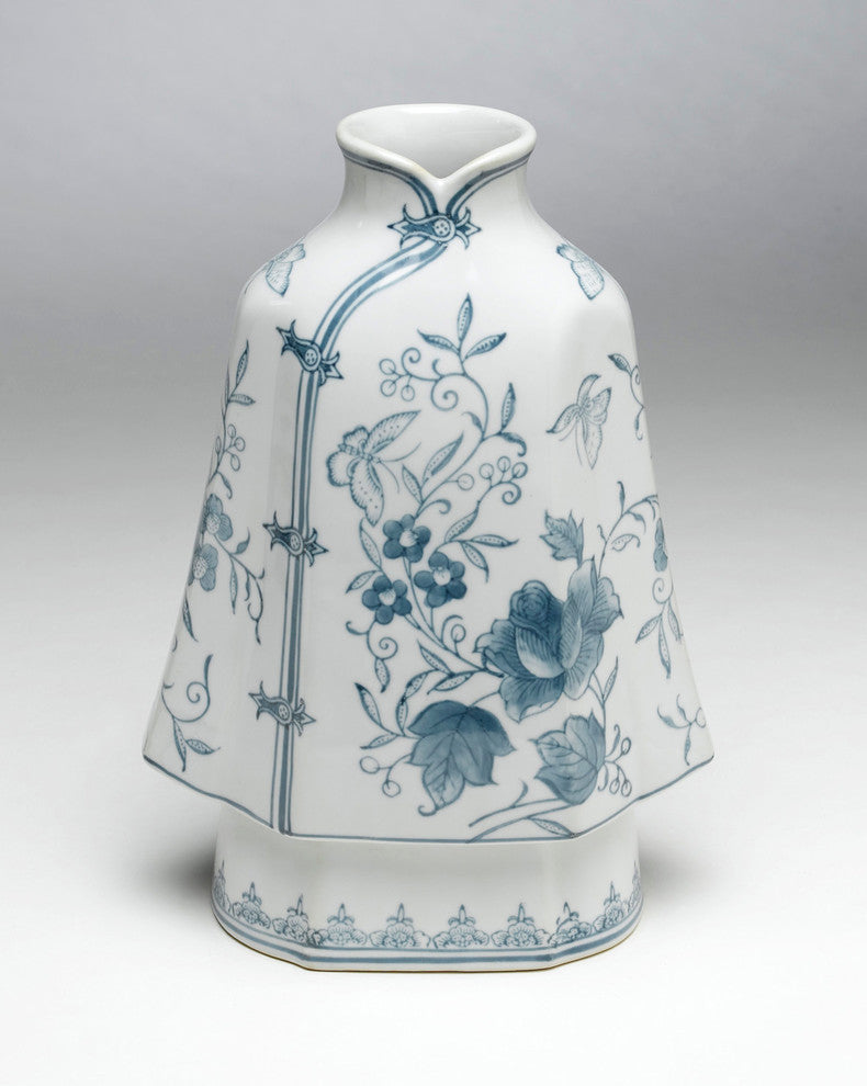 12" Cape-Shaped Blue and White Vase