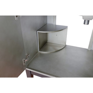 37" Single Wall Mount Vanity, Linen Brown Finish With Gray Granite Top