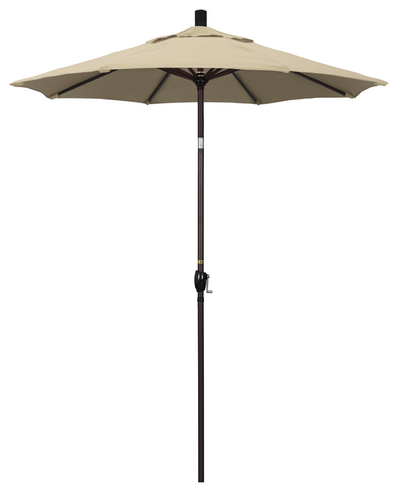 6'' Bronze Push-Button Tilt Crank Aluminum Umbrella, Antique Beige Sunbrella
