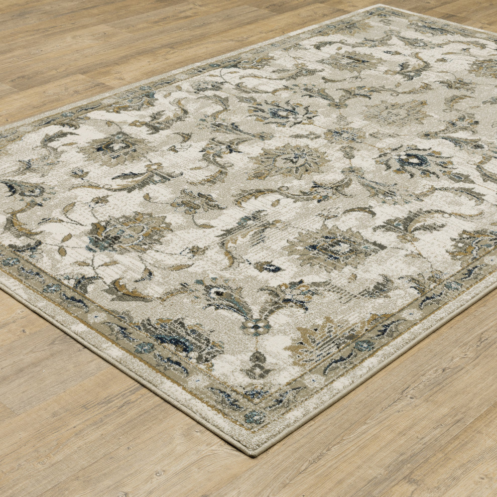 Vander Traditional Oriental Power-Loomed Area Rug, Beige/Gold, 5'3"x7'3"