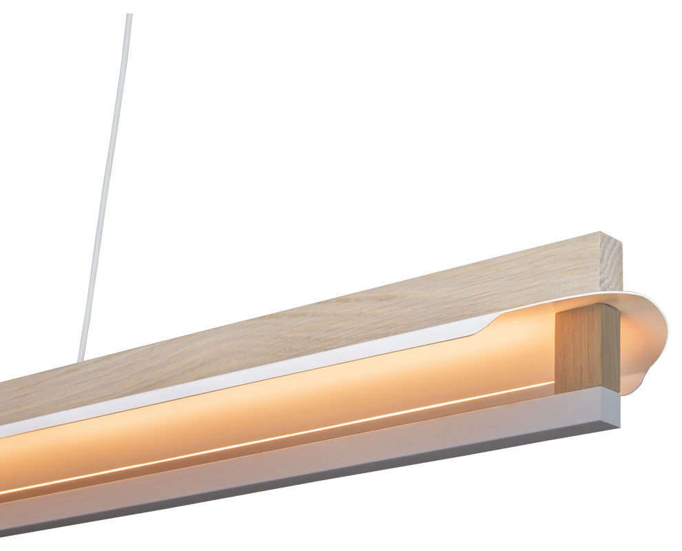 Nubis Linear Pendant, White Washed Oak, White Canopy, Linear Canopy, LED, 3000k