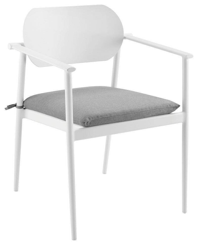 Aeris Stackable Aluminum Dining Armchair Set of 2, White
