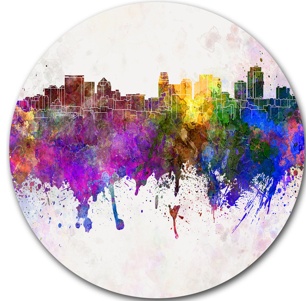 Salt Lake City Skyline, Cityscape Disc Metal Artwork, 23"